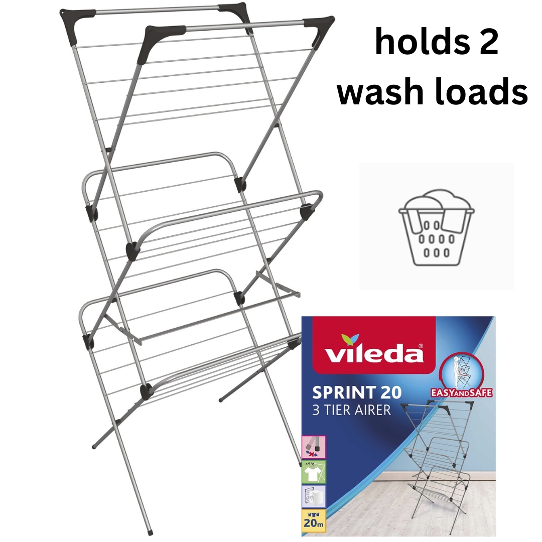 Vileda Sprint 3 Tier Clothes Airer - 20m