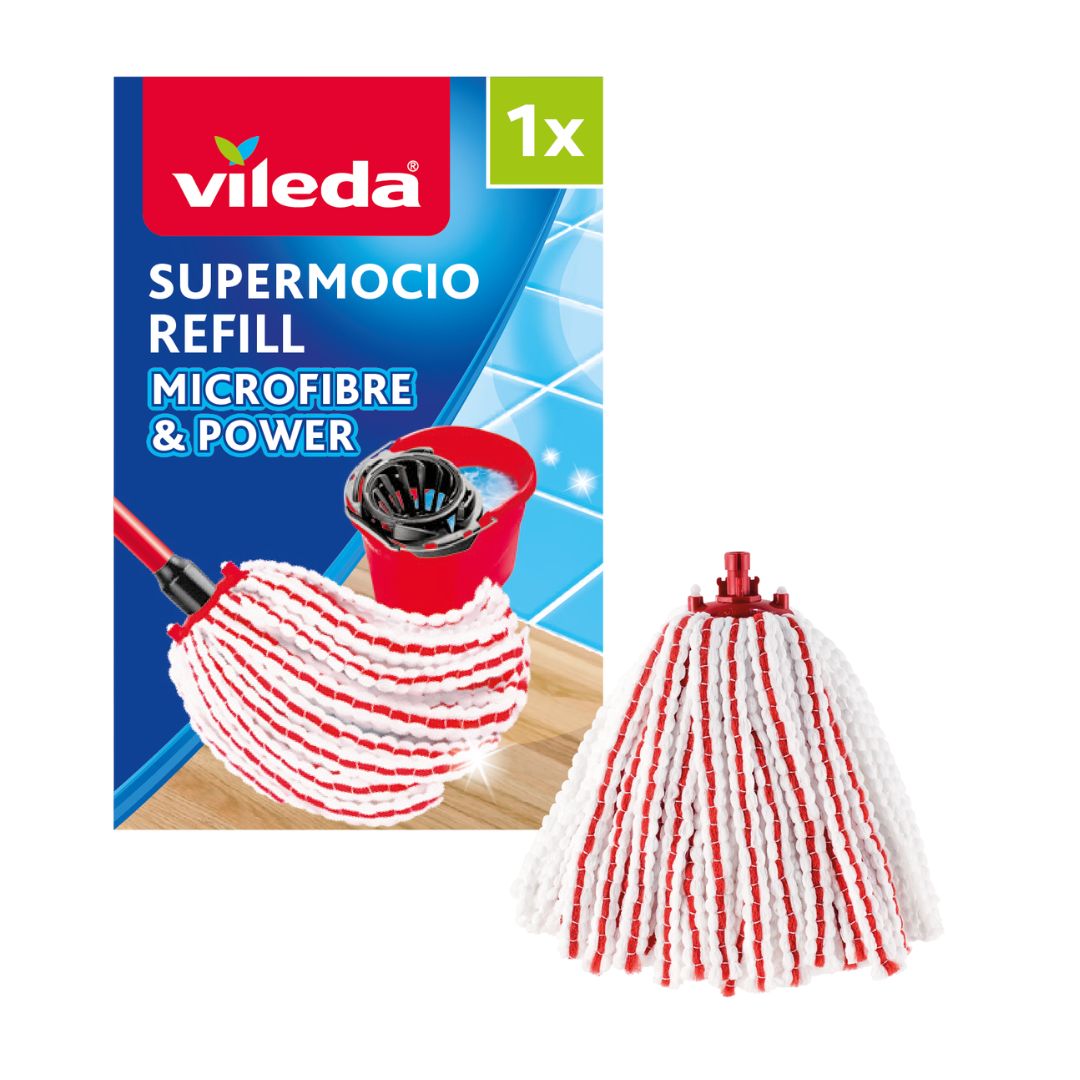 Vileda SuperMocio Microfibre & Power XL Refill | Replacement Mop Head | Fits all SuperMocio Mops