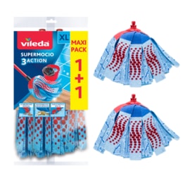 Vileda SuperMocio 3Action XL Twin Refill | Replacement Mop Head | Fits all SuperMocio Mops